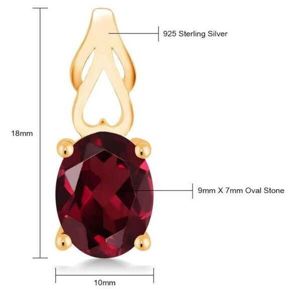 18K Yellow Gold 925 with 4.00 Cttw Rhodolite Garnet Oval Post Back Drop Earrings - Picture 4 of 4